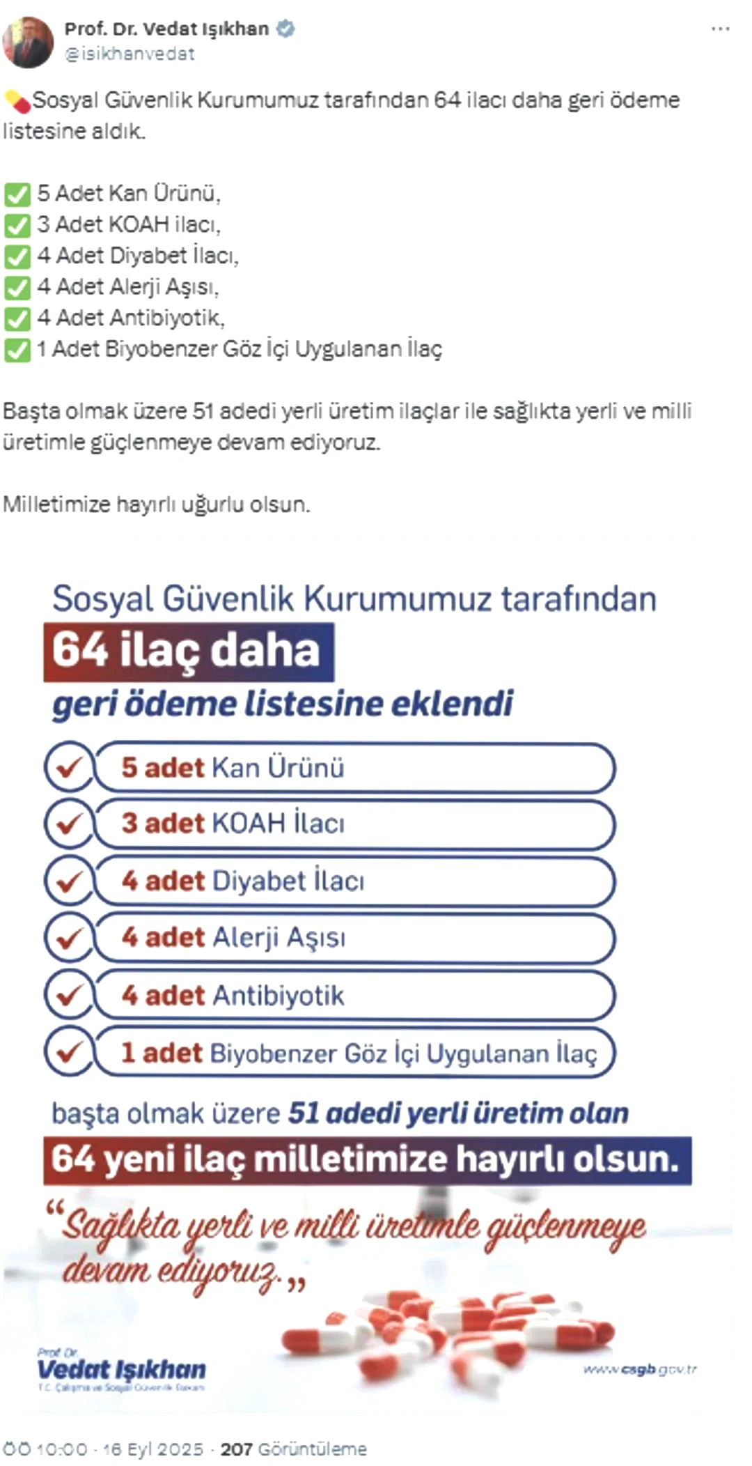 Bakan Işıkhan duyurdu! SGK 64 ilacı geri ödeme listesine aldı 3
